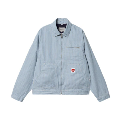 Carhartt WIP SS23 Terrell Striped Detroit Jacket Blue Casual Multi-Pocket Coat I032108-1ON-02