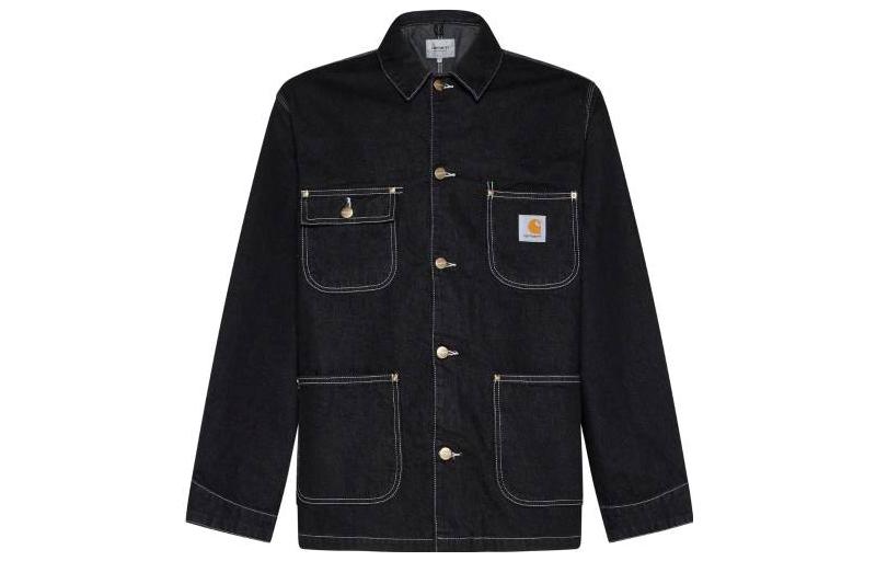 Carhartt WIP SS23 Vintage Washed Multi-Pocket Denim Jacket Black Mens. I031896-89-2Y