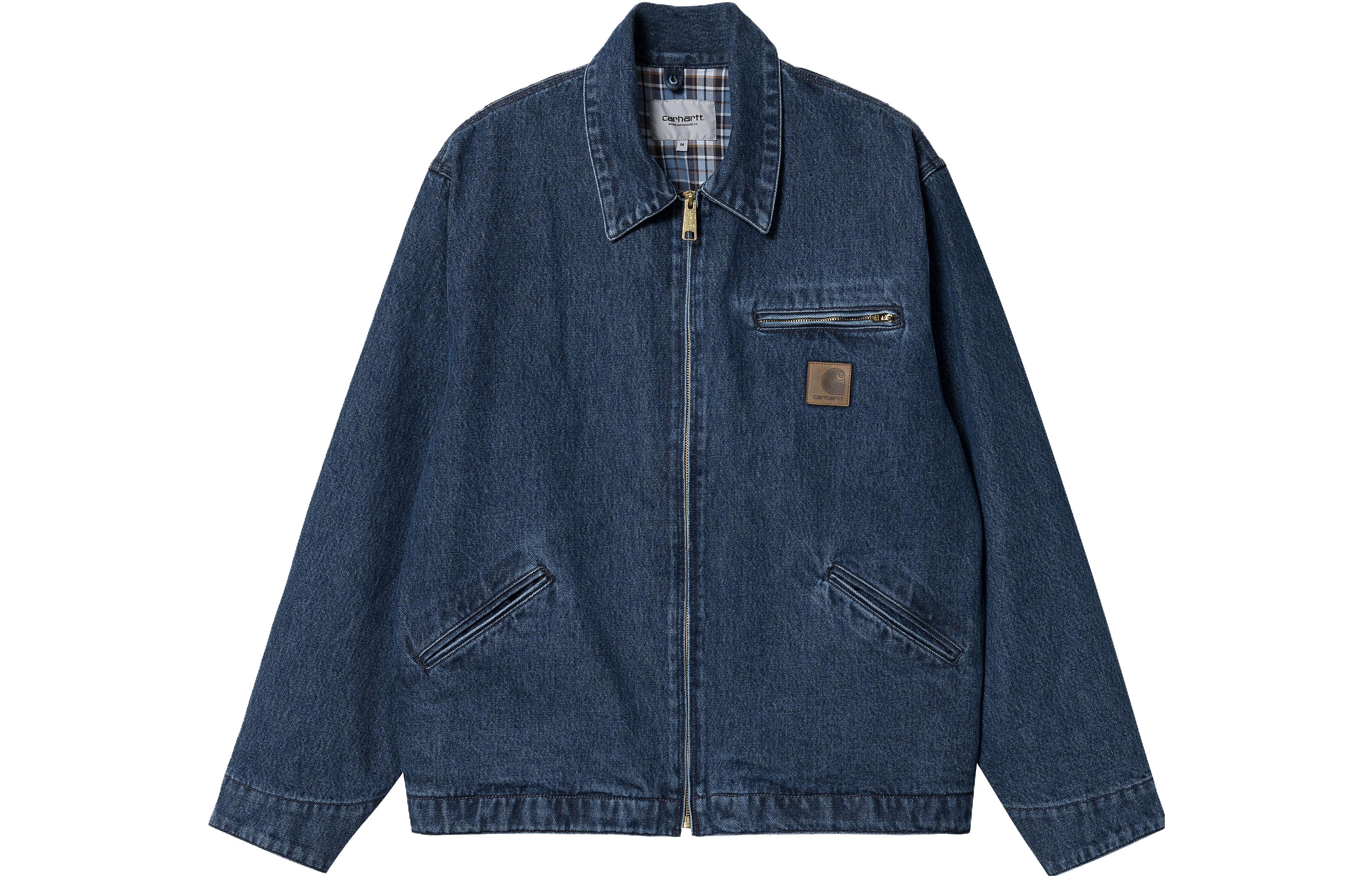 Carhartt WIP SS23 Washed Blue Detroit Rider Jacket with Flannel Lining for Men. I031391-01-06