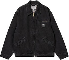 Carhartt WIP SS23 Washed Detroit Rider Jacket Black Unisex Denim Flannel Lined I031391-89-06 Carhartt WIP SS23 Washed Detroit Rider Jacket Black Unisex Denim Flannel Lined I031391-89-06