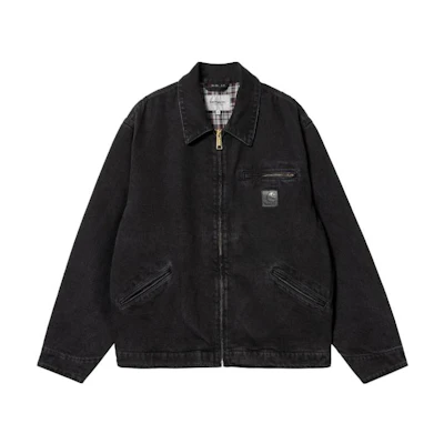Carhartt WIP SS23 Washed Detroit Rider Jacket Black Unisex Denim Flannel Lined I031391-89-06