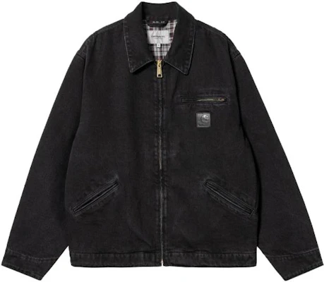 Carhartt WIP SS23 Washed Detroit Rider Jacket Black Unisex Denim Flannel Lined I031391-89-06 Order Carhartt WIP SS23 Washed Detroit Rider Jacket Black Unisex Denim Flannel Lined I031391-89-06