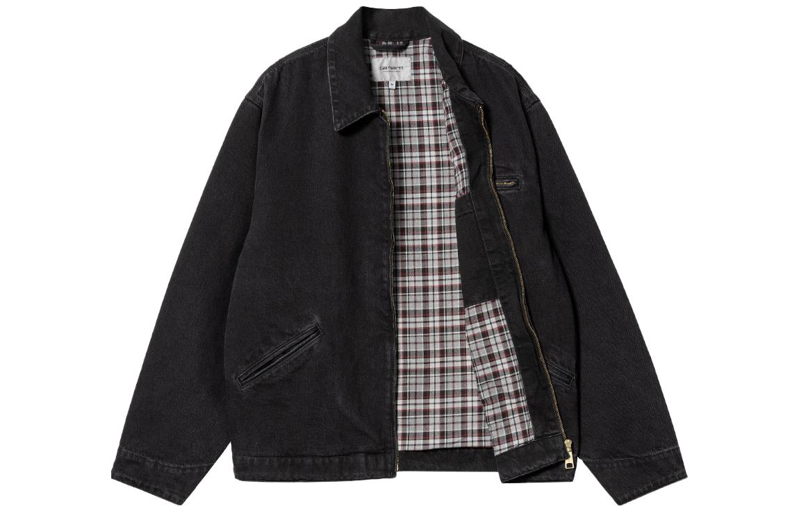 Lookbook Carhartt WIP SS23 Washed Detroit Rider Jacket Black Unisex Denim Flannel Lined I031391-89-06