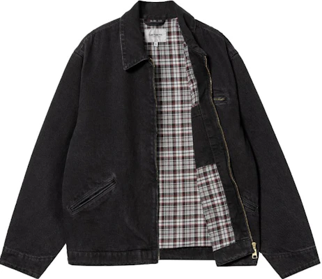 Carhartt WIP SS23 Washed Detroit Rider Jacket Black Unisex Denim Flannel Lined I031391-89-06 Lookbook Carhartt WIP SS23 Washed Detroit Rider Jacket Black Unisex Denim Flannel Lined I031391-89-06
