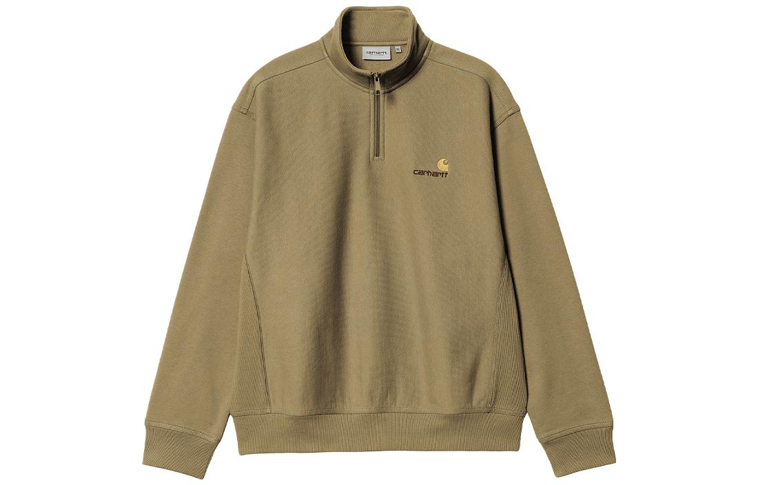 Carhartt WIP SS23 Zipper Sweatshirt with Logo Embroidery Army Green I027014-1N3-XX