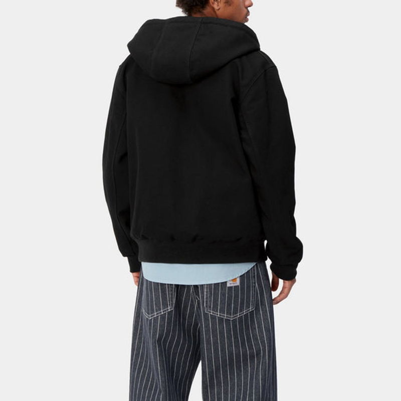 Details for 칼하트 WIP SS24 액티브 자켓 블랙 후드 집업 롱슬리브 자켓. I032939-89-01