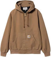Carhartt WIP SS24 Active Jacket Brown Hooded Long Sleeve Kangaroo Pocket. I032939-HZ-02 Carhartt WIP SS24 Active Jacket Brown Hooded Long Sleeve Kangaroo Pocket. I032939-HZ-02