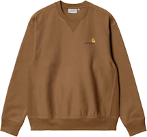 Carhartt WIP SS24 American Script Loose Fit Embroidered Crewneck Sweatshirt Tan Unisex I025475-HZ-XX Carhartt WIP SS24 American Script Loose Fit Embroidered Crewneck Sweatshirt Tan Unisex I025475-HZ-XX