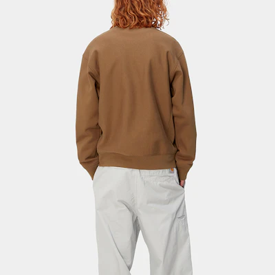 Carhartt WIP SS24 美式刺绣宽松圆领卫衣棕色 男女款 I025475-HZ-XX Details for Carhartt WIP SS24 美式刺绣宽松圆领卫衣棕色 男女款 I025475-HZ-XX