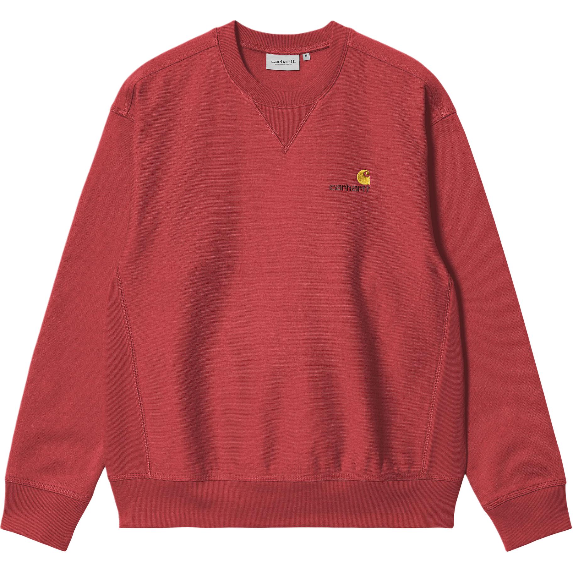 Carhartt WIP SS24 American Script Red Embroidered Logo Crewneck Sweatshirt Unisex I025475-002-XX