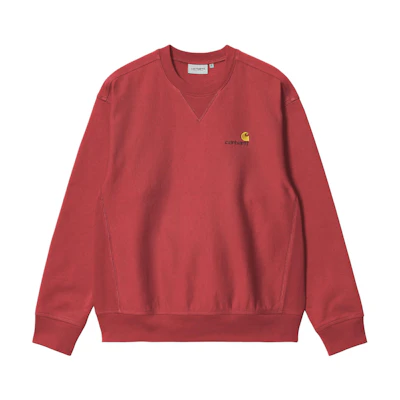 Carhartt WIP SS24 American Script Red Embroidered Logo Crewneck Sweatshirt Unisex I025475-002-XX