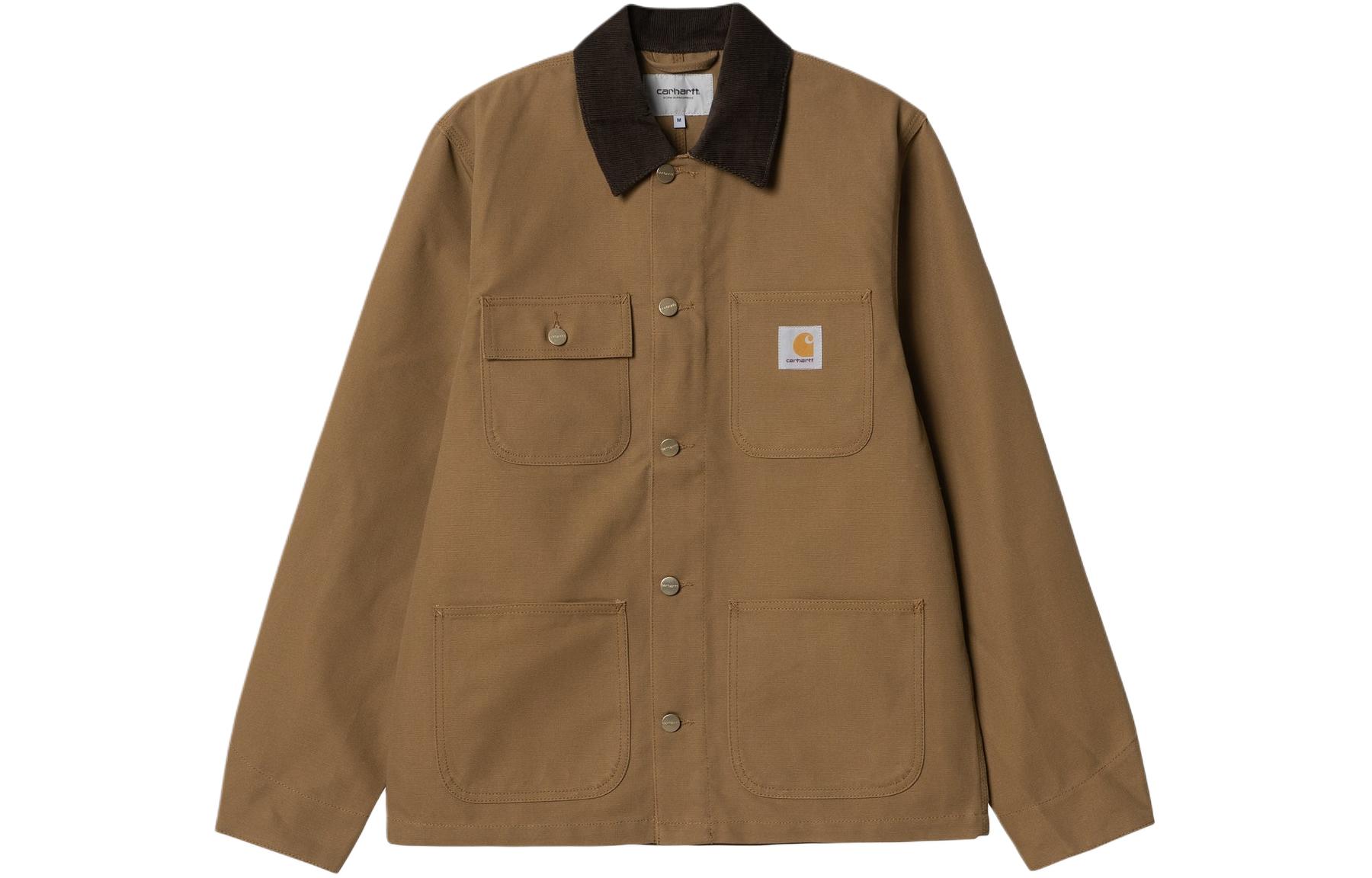 Carhartt WIP SS24 Badge Graphic Single-Breasted Long-Sleeve Jacket Brown Men’s I031519-00S-01