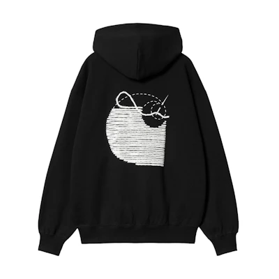Carhartt WIP SS24 Black Hooded Stitch Jacket with Graphic Bubble Print A241016-89-XX