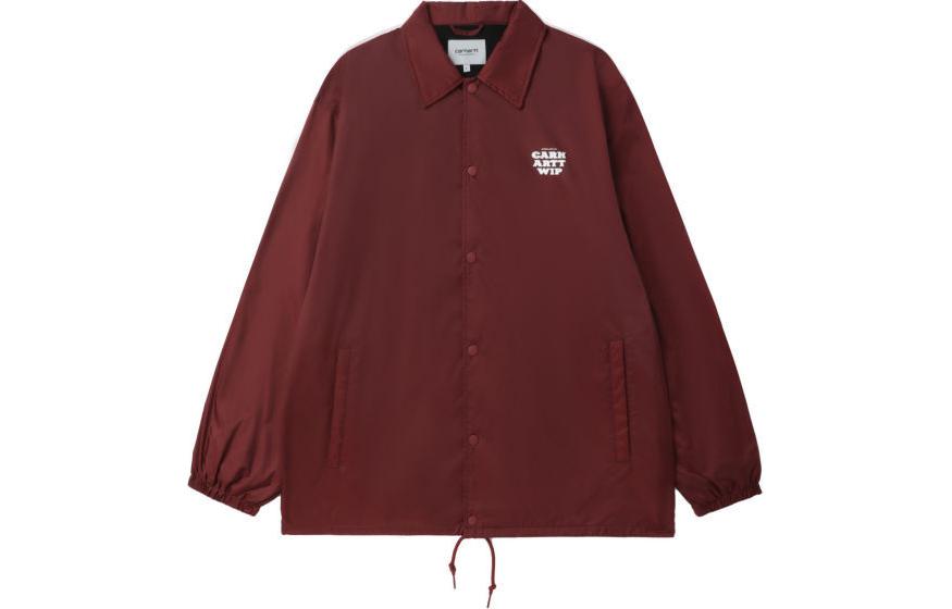 Carhartt WIP SS24 Burgundy Letter Print Collared Long-Sleeve Jacket Unisex CHXJKA241004M-Red