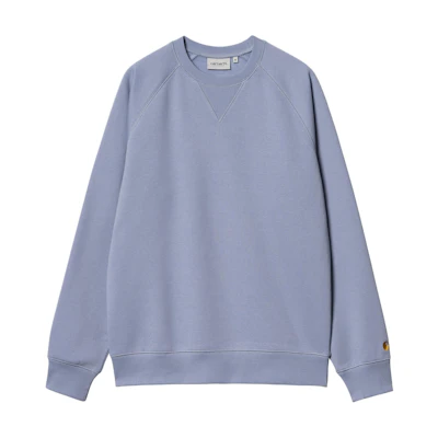 Carhartt WIP SS24 Chase Crewneck Sweatshirt Blue Unisex Embroidered Logo I033660-29X-XX