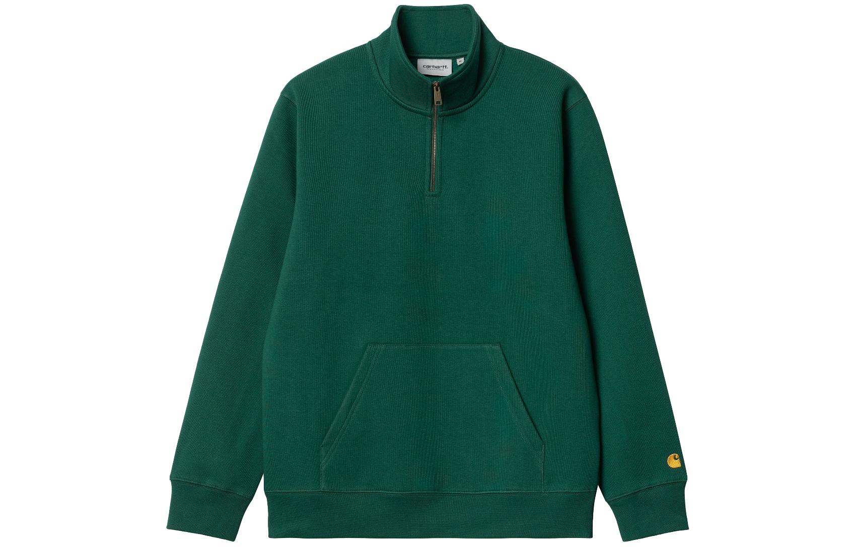 Carhartt WIP SS24 Chase Half-Zip Logo Sweatshirt Green Long Sleeve I033665-1YW-XX