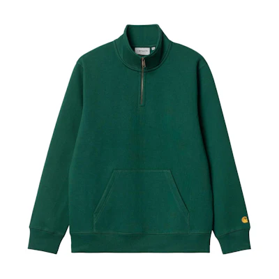 Carhartt WIP SS24 Chase Half-Zip Logo Sweatshirt Green Long Sleeve I033665-1YW-XX