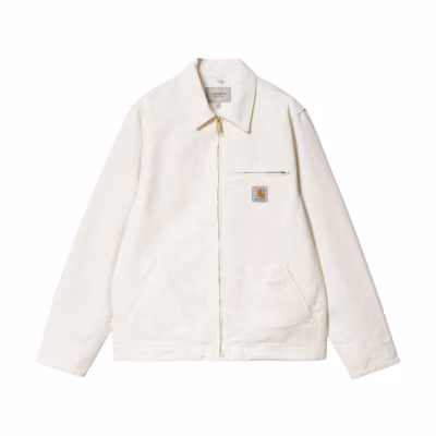 Carhartt WIP SS24 Detroit Summer Logo Zip-Up Collar Jacket White Long Sleeve. I032940-0DJ-02