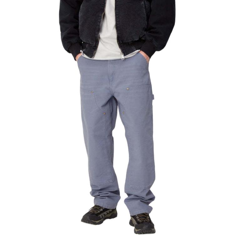 Shop Carhartt WIP SS24 Double Knee Relaxed Fit Work Pants Biru Ungu - Kasual. I031501-1YD-3K