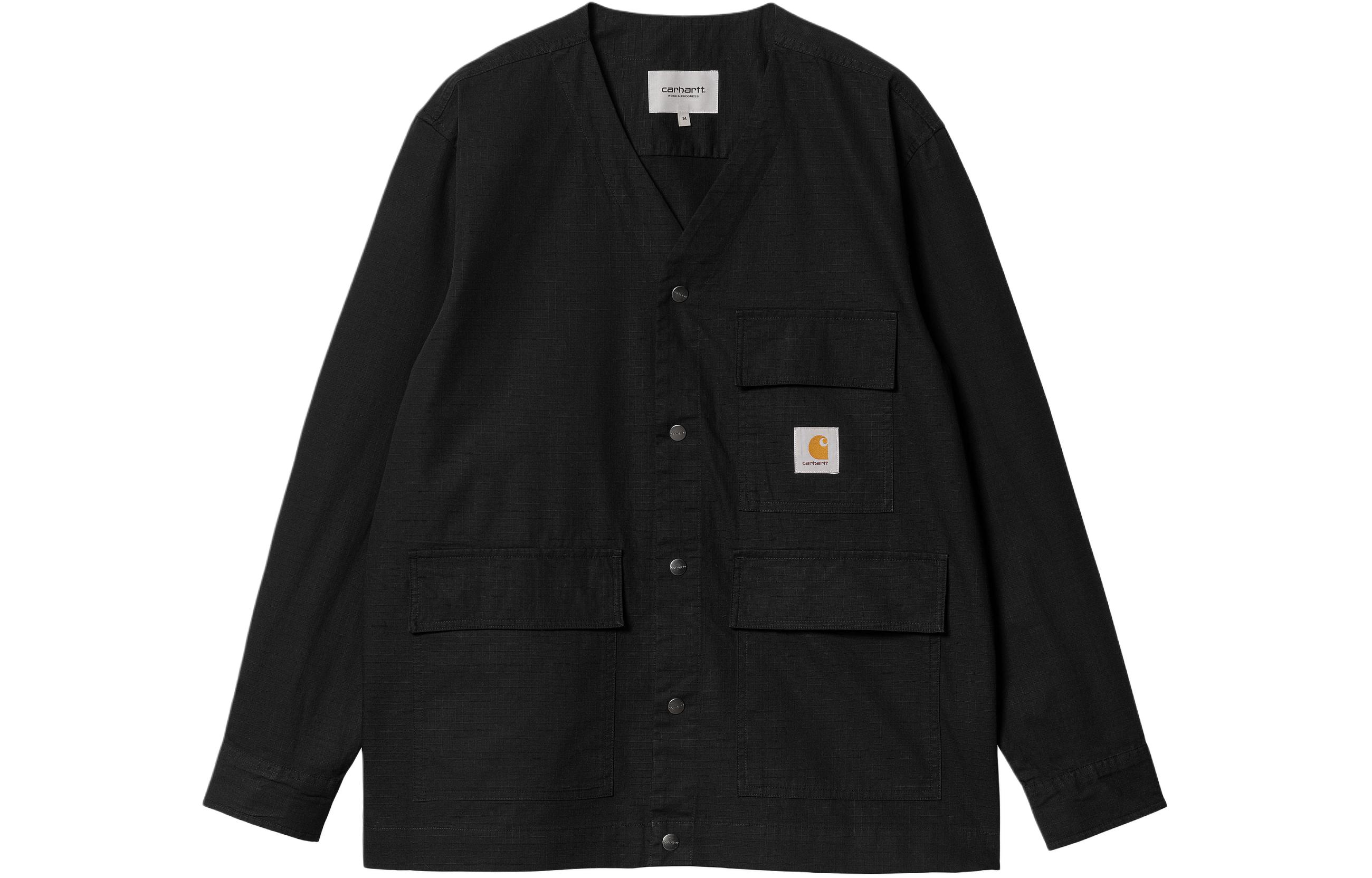 Carhartt WIP SS24 Elroy Shirt Jac Unisex Black V-Neck Button-Up Loose Shirt I033020-89-XX