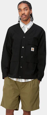 Carhartt WIP SS24 Elroy 黑色V领纽扣宽松男女衬衫夹克 I033020-89-XX Purchase Carhartt WIP SS24 Elroy 黑色V领纽扣宽松男女衬衫夹克 I033020-89-XX