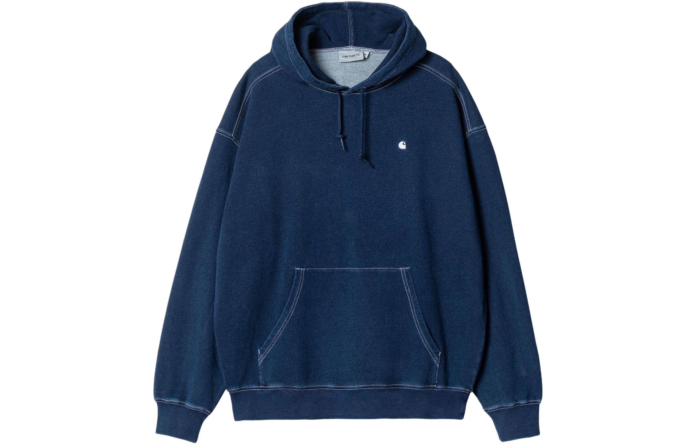 Carhartt WIP SS24 Garment-Dyed Cobalt Blue Hoodie Unisex Oversized Pullover A241014-77-GD