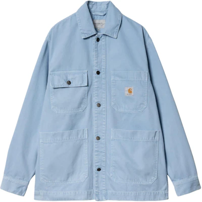 Carhartt WIP SS24 Garrison Coat Men’s Garment-Dyed Button Jacket in Sanded Blue I033114-0F4-4J Buy Carhartt WIP SS24 Garrison Coat Men’s Garment-Dyed Button Jacket in Sanded Blue I033114-0F4-4J