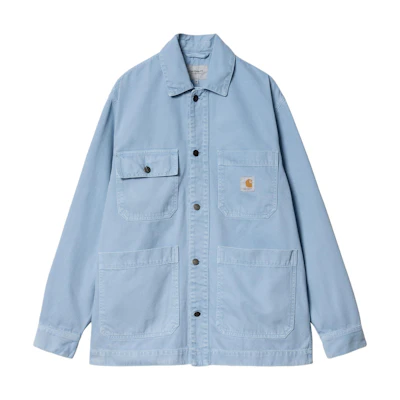 Carhartt WIP SS24 Garrison Coat Men’s Garment-Dyed Button Jacket in Sanded Blue I033114-0F4-4J