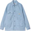 Order Carhartt WIP SS24 Garrison Coat Men’s Garment-Dyed Button Jacket in Sanded Blue I033114-0F4-4J