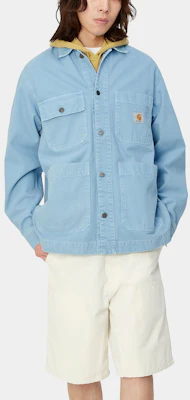 Carhartt WIP SS24 Garrison Coat Men’s Garment-Dyed Button Jacket in Sanded Blue I033114-0F4-4J Shop Carhartt WIP SS24 Garrison Coat Men’s Garment-Dyed Button Jacket in Sanded Blue I033114-0F4-4J