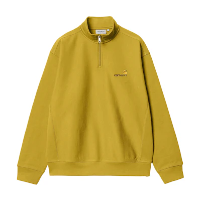 Carhartt WIP SS24 Half Zip American Script Sweatshirt Gold Olive Unisex I027014-29S-XX