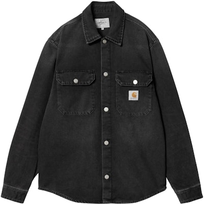 Carhartt WIP SS24 Harvey Shirt Jac Long Sleeve Button-Up Shirt Black. I033346-89-4L Order Carhartt WIP SS24 Harvey Shirt Jac Long Sleeve Button-Up Shirt Black. I033346-89-4L