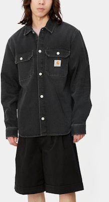 Carhartt WIP SS24 Harvey Shirt Jac Long Sleeve Button-Up Shirt Black. I033346-89-4L Shop Carhartt WIP SS24 Harvey Shirt Jac Long Sleeve Button-Up Shirt Black. I033346-89-4L