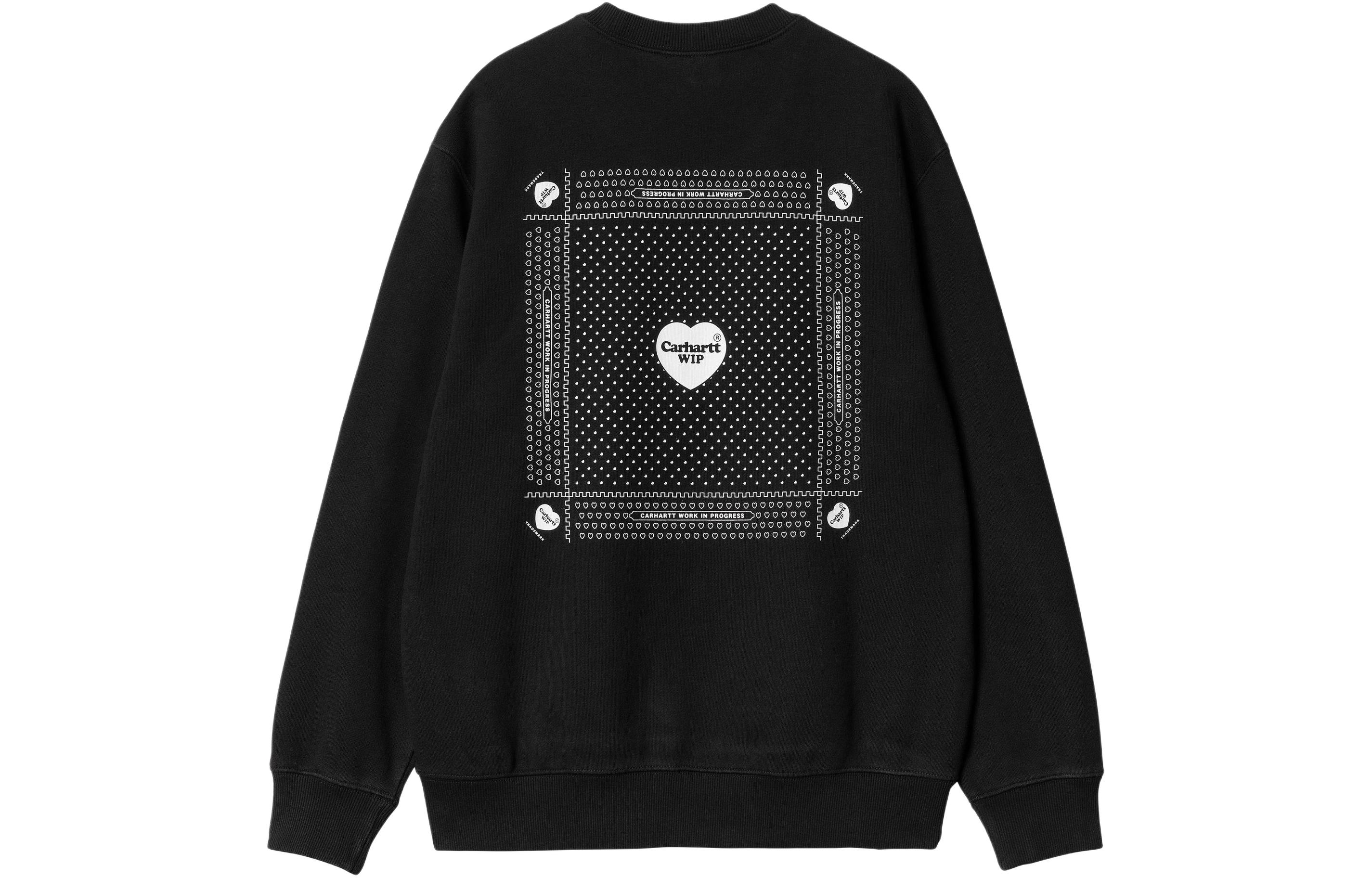 Carhartt WIP SS24 Heart Bandana Crewneck Sweatshirt Black - Heart Print Series I033246-0D2-06