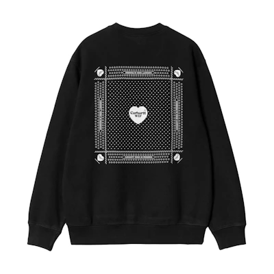 Carhartt WIP SS24 Heart Bandana Crewneck Sweatshirt Black - Heart Print Series I033246-0D2-06