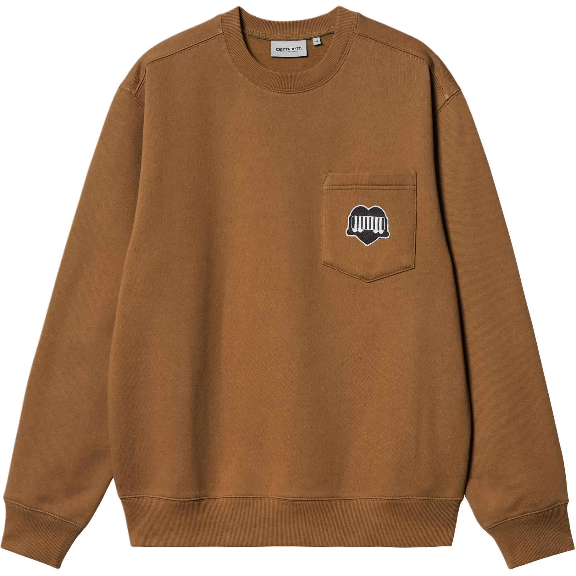Carhartt WIP SS24 Heart Train Brown Embroidered Pocket Sweatshirt Unisex Loose Fit I033932-HZ-XX