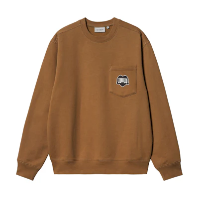 Carhartt WIP SS24 Heart Train Brown Embroidered Pocket Sweatshirt Unisex Loose Fit I033932-HZ-XX
