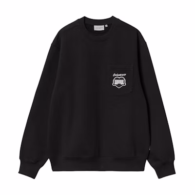 Carhartt WIP SS24 Heart Train Loose Fit Black Embroidered Pocket Sweatshirt Unisex I033932-89-XX