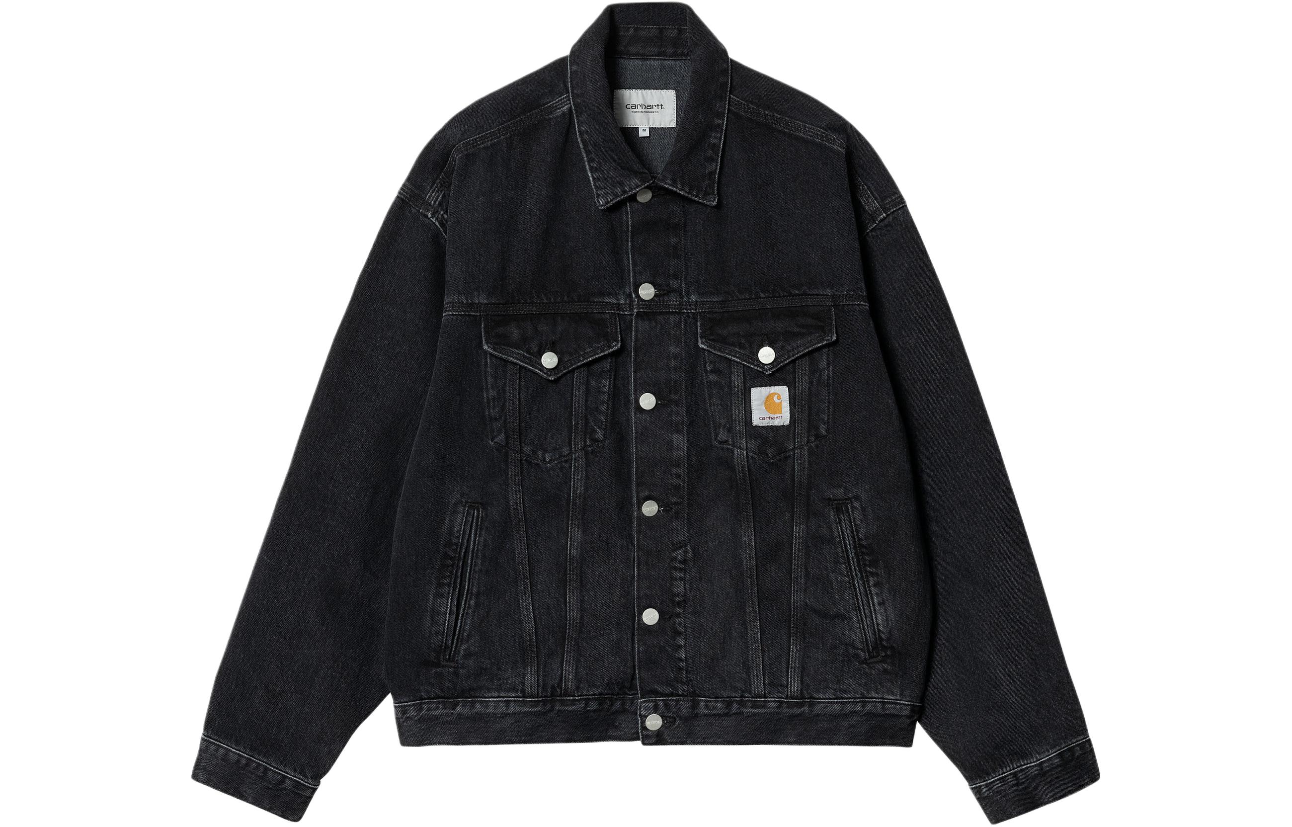 Carhartt WIP SS24 Helston Jacket Black  Denim Button-Up Long Sleeve Jacket I033352-89-06