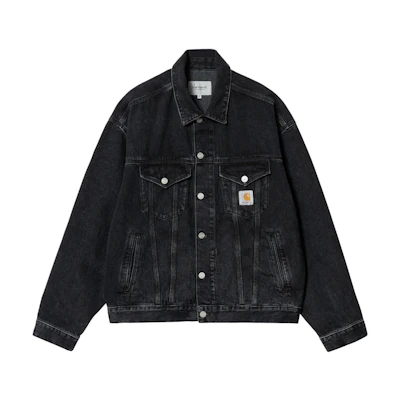 Carhartt WIP SS24 Helston Jacket Black Denim Button-Up Long Sleeve Jacket I033352-89-06