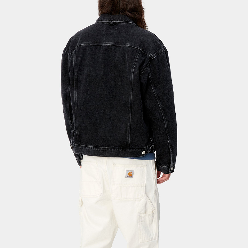 Details for 카하트 WIP SS24 헬스턴 자켓 블랙 데님 버튼업 긴팔 자켓 I033352-89-06