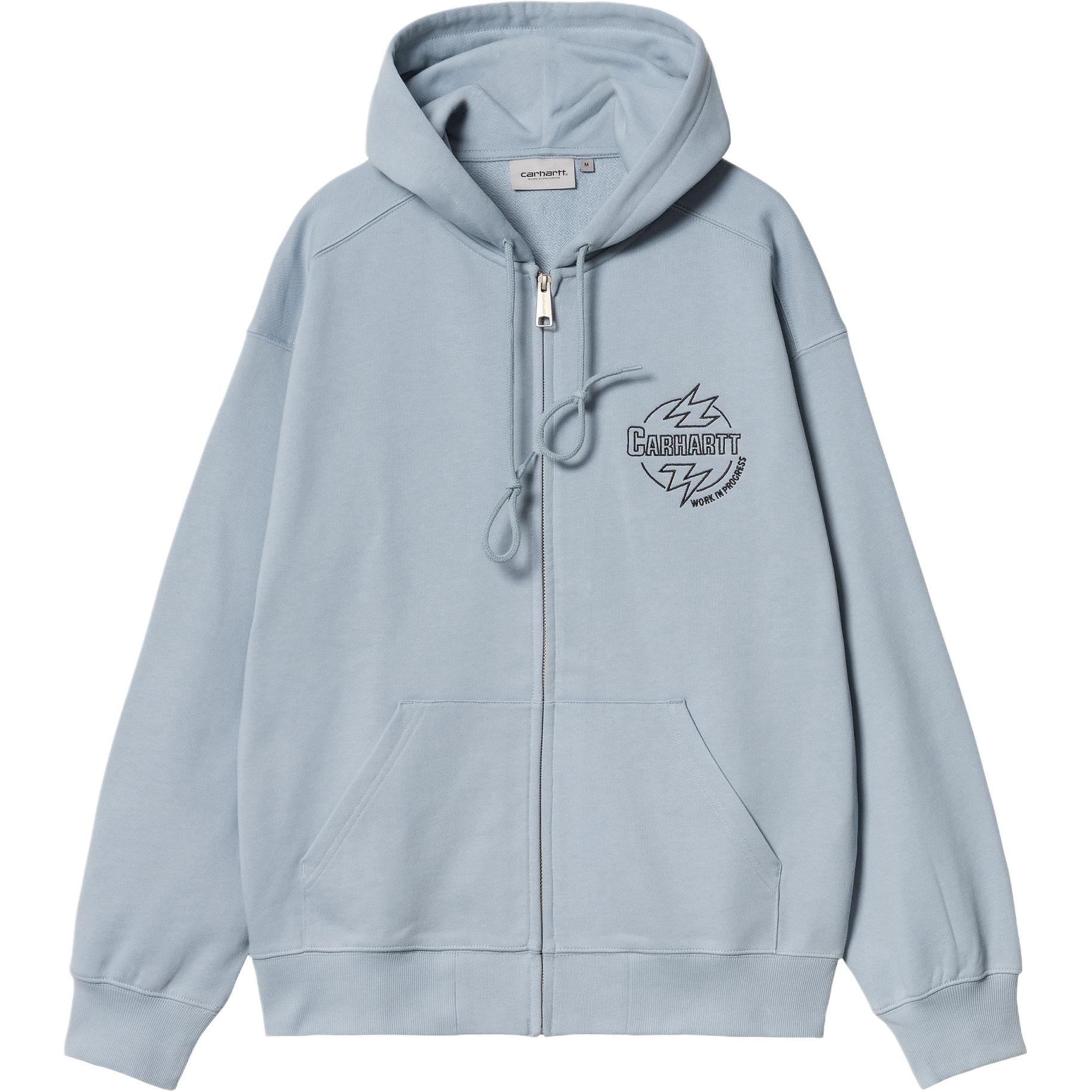 Lookbook Carhartt WIP SS24 連帽燈燒拉鍊外套 印花霧藍 男女連帽衫 I033623-13G-XX