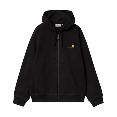Carhartt WIP SS24 Hooded American Script Jacket Black - Casual Loose Fit Jacket I033063-89-XX