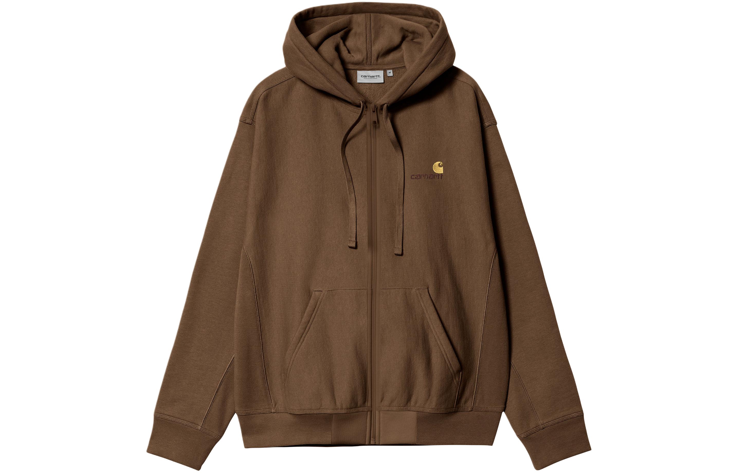Carhartt WIP SS24 Hooded American Script Jacket Brown Relaxed Fit Hoodie I033063-1ZD-XX