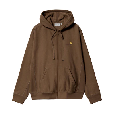 Carhartt WIP SS24 Hooded American Script Jacket Brown Relaxed Fit Hoodie I033063-1ZD-XX