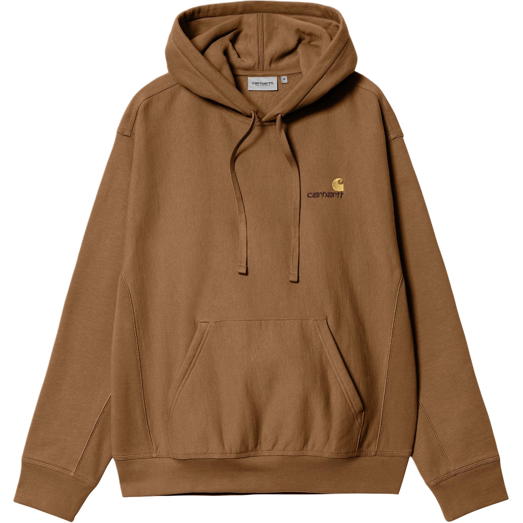 Carhartt WIP SS24 Hooded American Script Logo Brown Unisex Sweatshirt Hoodie I028279-HZ-XX
