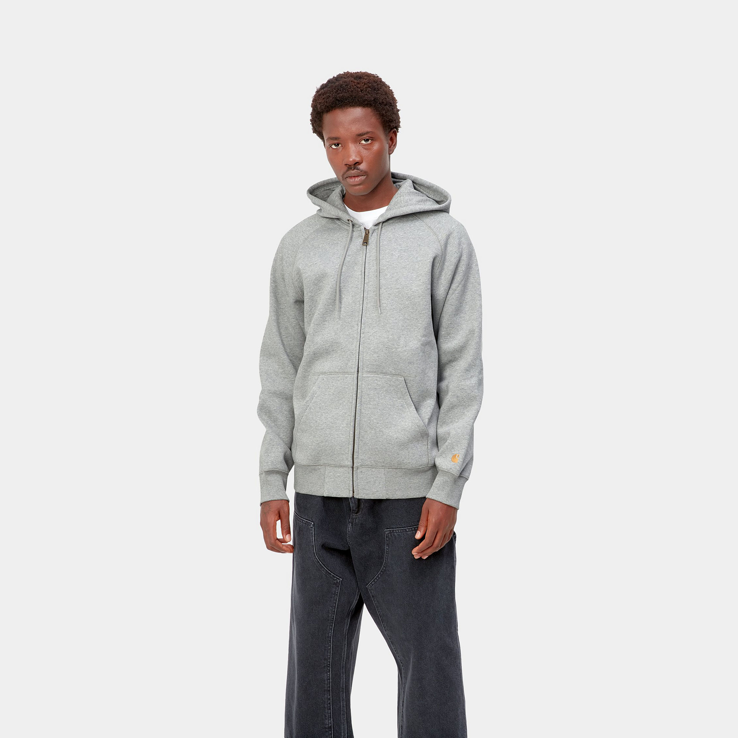 Purchase Carhartt WIP SS24 Hooded Chase Jacket Kelabu - Jaket Longgar Zip-Up I033664-00M-XX