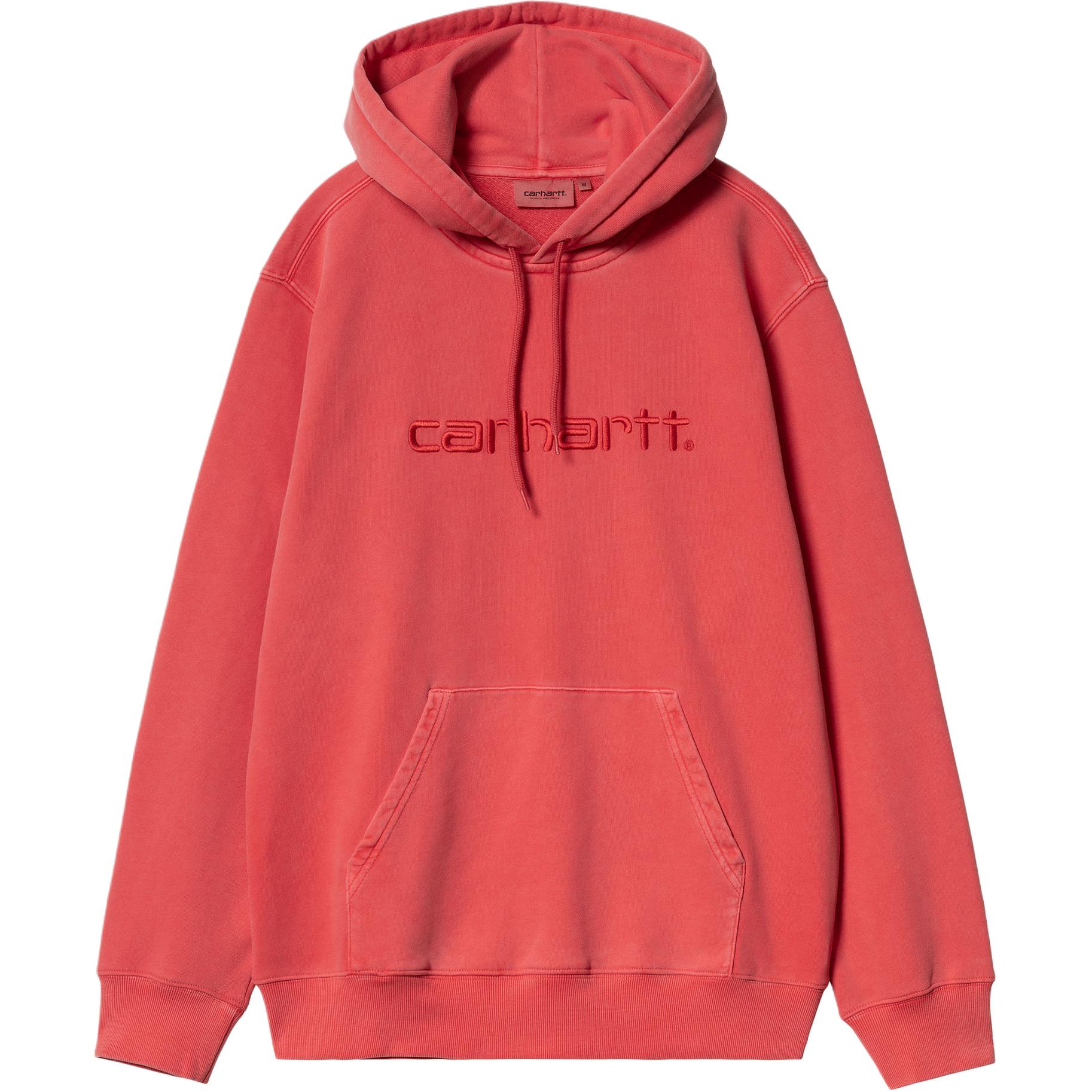 Carhartt WIP SS24 Hooded Duster Logo Embroidered Sweatshirt Samba Red Unisex I030145-1ZG-GD