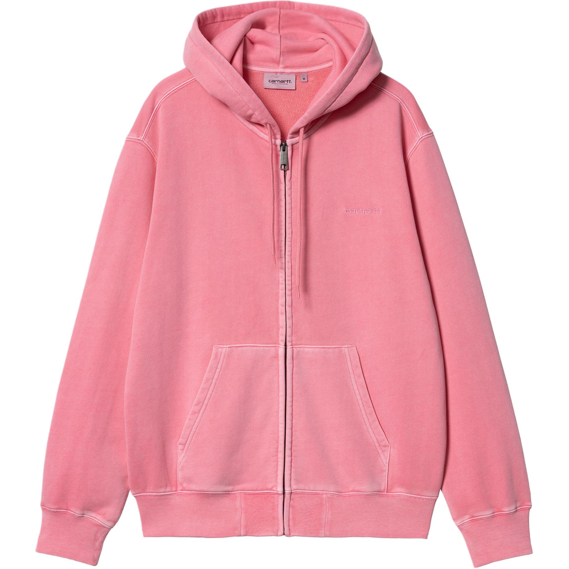 Carhartt WIP SS24 Hooded Duster Script Jacket Pink Unisex Loose Fit Long Sleeve I033619-29P-GD