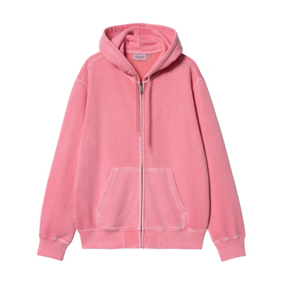 Carhartt WIP SS24 Hooded Duster Script Jacket Pink Unisex Loose Fit Long Sleeve I033619-29P-GD